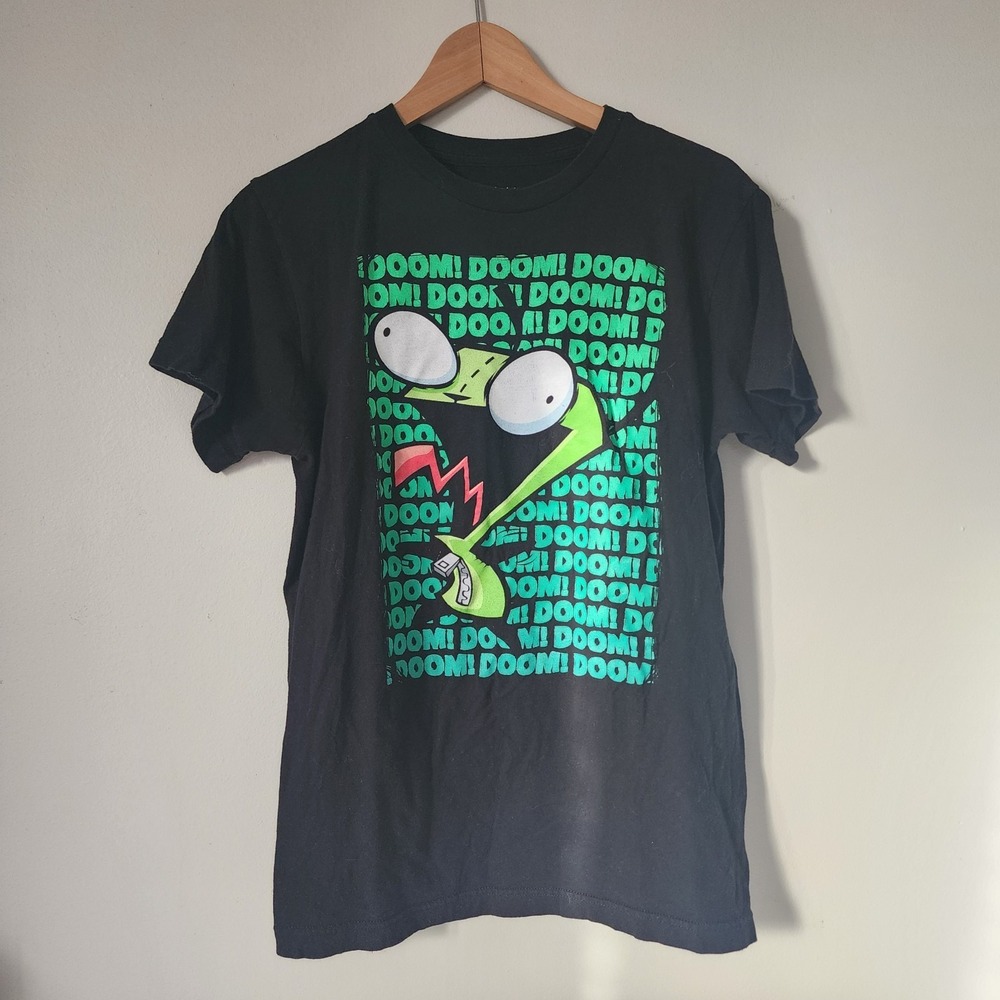 Y2K Nickolodean Invader Zim Black Graphic Shirt Medium Doom